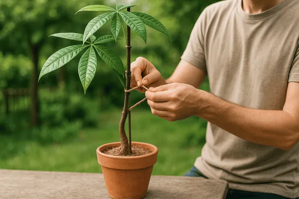 曲げた幹を固定する正しい方法