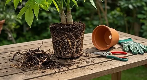 根腐れ部分を剪定して健康な幹を残す