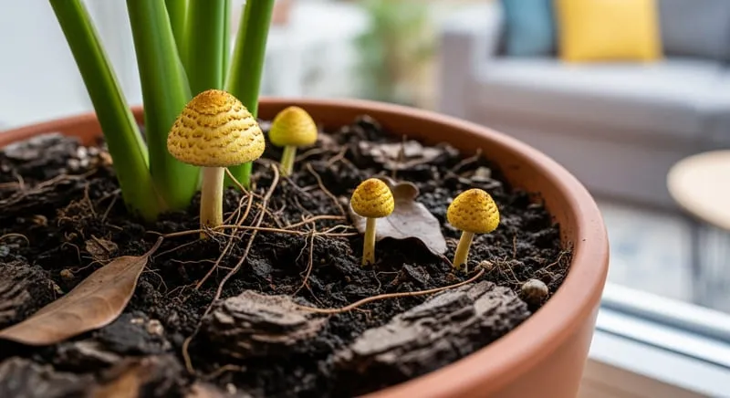 鉢土から観葉植物にきのこが生える主な原因