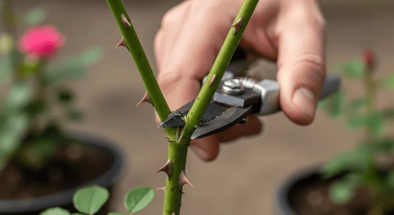 薔薇の挿し木の仕方における切り口の作り方