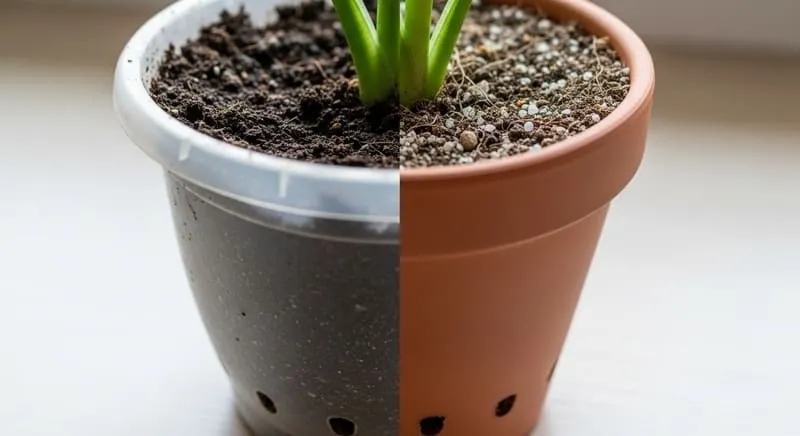 観葉植物の土が乾かない用土の排水性低下