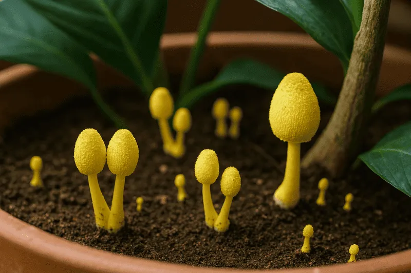 黄色いきのこコガネキヌカラカサタケの特徴