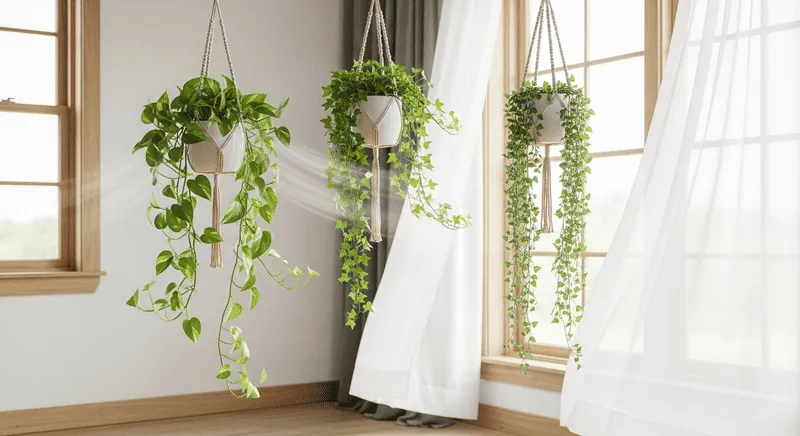 観葉植物をぶら下げる通気性向上と生育環境改善