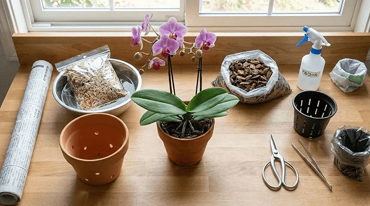 胡蝶蘭植え替え準備と必要な道具