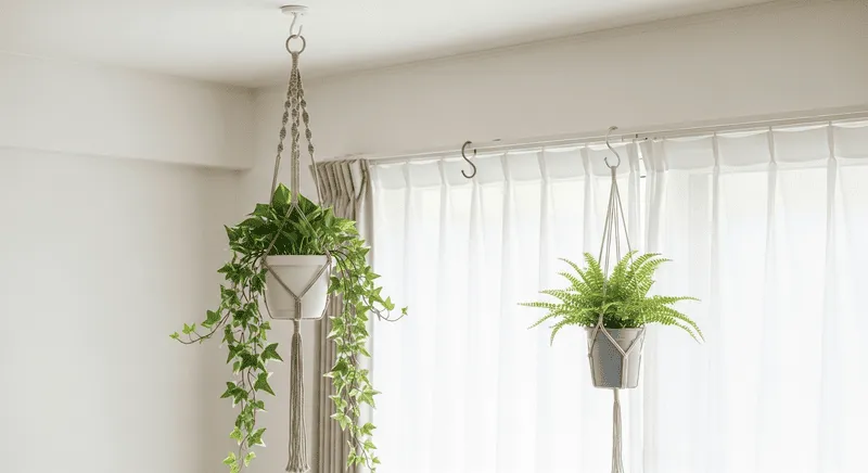 観葉植物をぶら下げる吊り下げプランターとフックの選び方