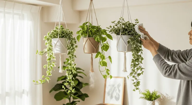 観葉植物をぶら下げる水やりやメンテナンスの日常管理