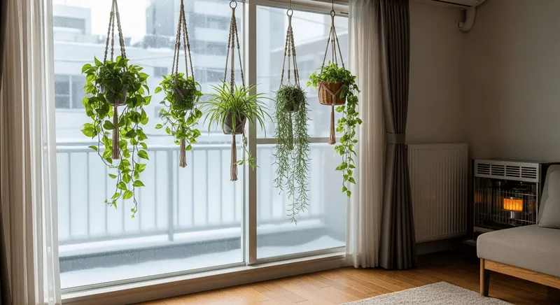 観葉植物をぶら下げる際の冬場の寒さ対策と長期育成まとめ