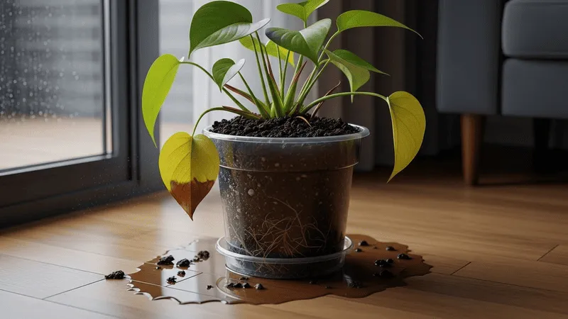 過湿や根腐れが原因の観葉植物の臭い