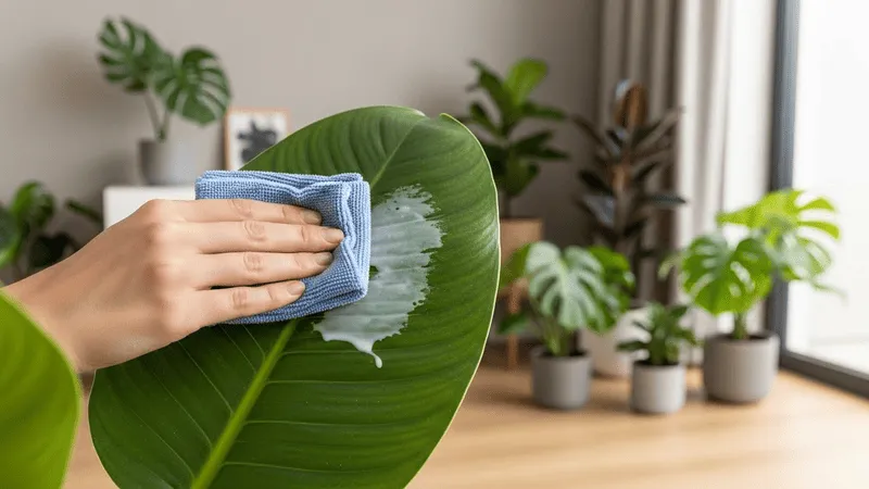 観葉植物の葉を牛乳で拭く注意