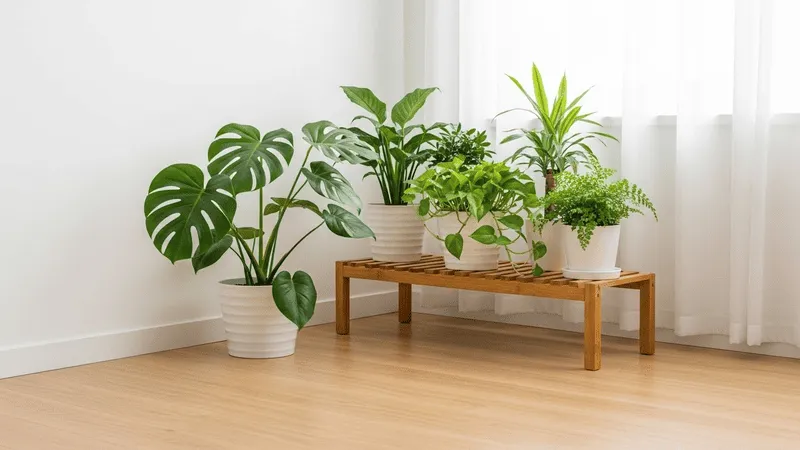 室内の花台で観葉植物を清潔に